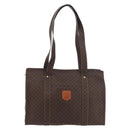 CELINE Macadam Canvas Tote Bag PVC Leather Brown Gold Auth ka3890A-13