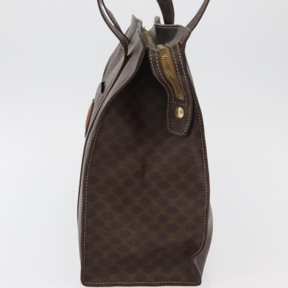 CELINE Macadam Canvas Tote Bag PVC Leather Brown Gold Auth ka3890A