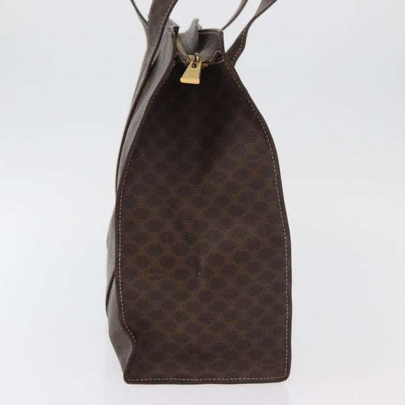 CELINE Macadam Canvas Tote Bag PVC Leather Brown Gold Auth ka3890A
