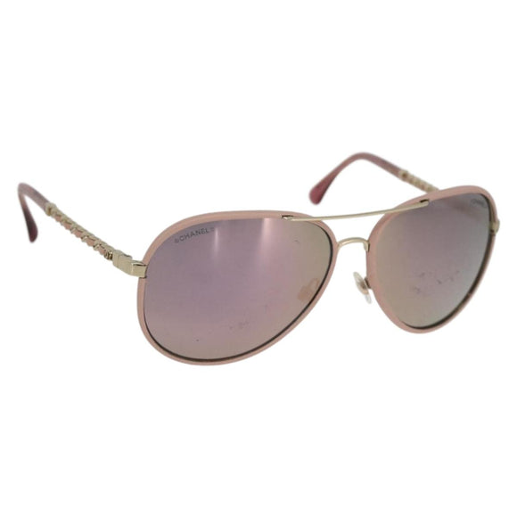 CHANEL Sunglasses metal Pink CC Auth ka3895A