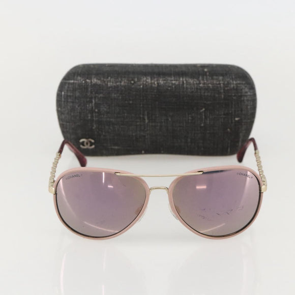 CHANEL Sunglasses metal Pink CC Auth ka3895A