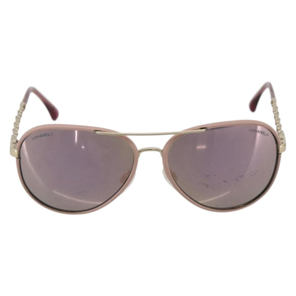 CHANEL Sunglasses metal Pink CC Auth ka3895A
