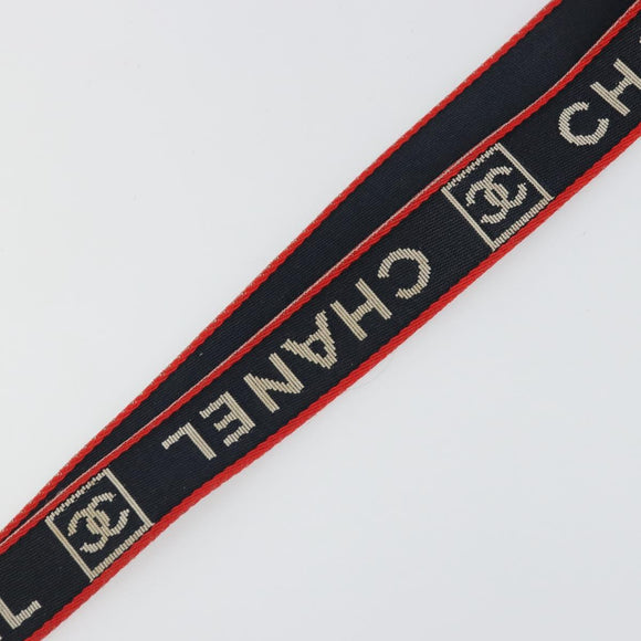 CHANEL Neck Strap Canvas Red Navy CC Auth ka3899A