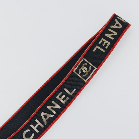 CHANEL Neck Strap Canvas Red Navy CC Auth ka3899A