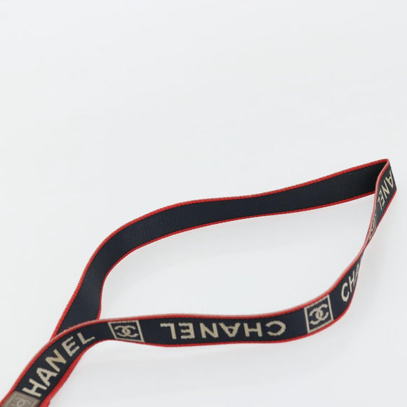 CHANEL Neck Strap Canvas Red Navy CC Auth ka3899A
