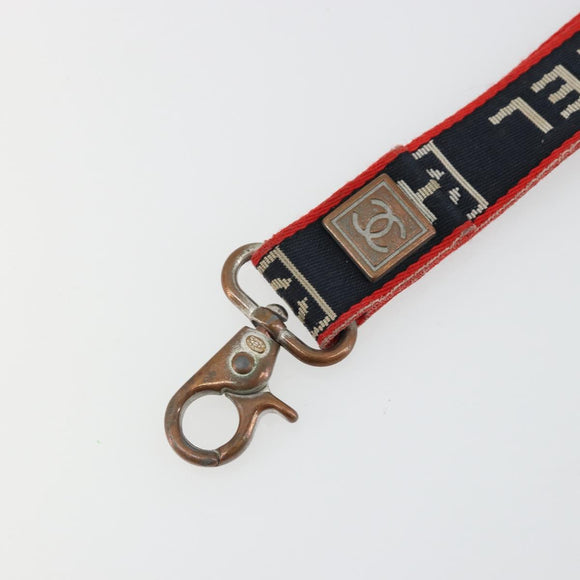 CHANEL Neck Strap Canvas Red Navy CC Auth ka3899A