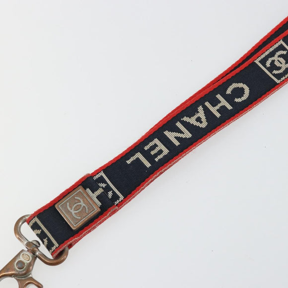 CHANEL Neck Strap Canvas Red Navy CC Auth ka3899A
