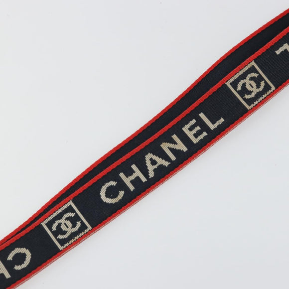 CHANEL Neck Strap Canvas Red Navy CC Auth ka3899A