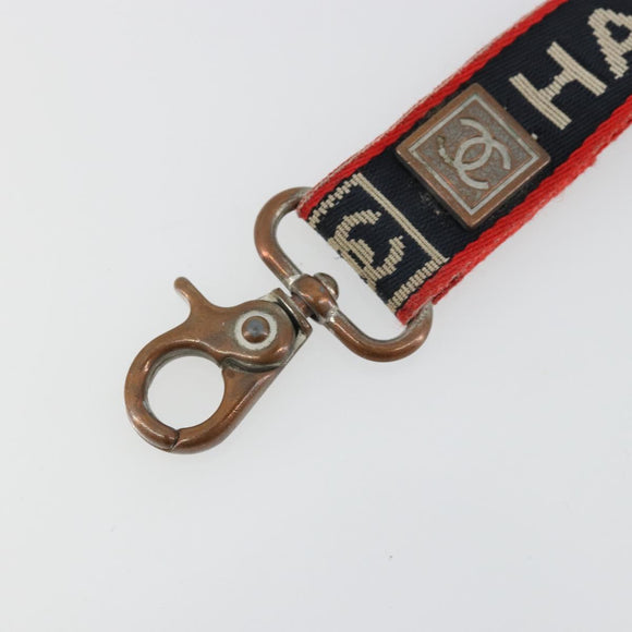 CHANEL Neck Strap Canvas Red Navy CC Auth ka3899A