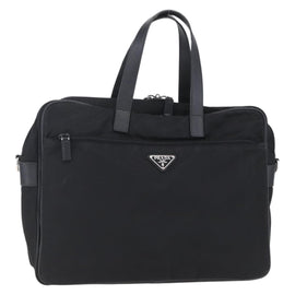 PRADA Business Bag Nylon Black Silver Auth ka390