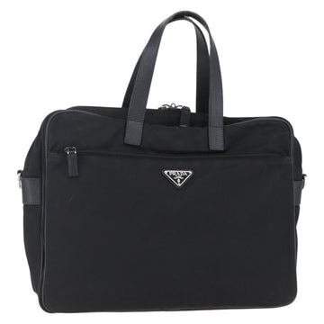 PRADA Business Bag Nylon Black Silver Auth ka390