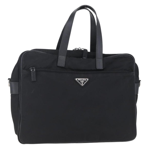 PRADA Business Bag Nylon Black Silver Auth ka390