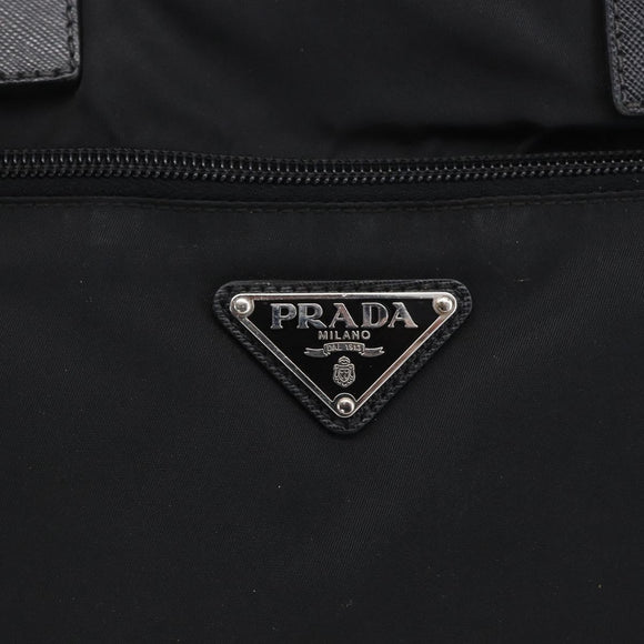 PRADA Business Bag Nylon Black Silver Auth ka390
