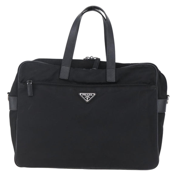 PRADA Business Bag Nylon Black Silver Auth ka390