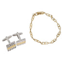 Christian Dior Givenchy Bracelet Cuffs metal 2 Set Silver Gold Tone Auth ka3904-1