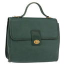 GUCCI Hand Bag Leather Gold Green 000 113 0274 Auth ka3909-1