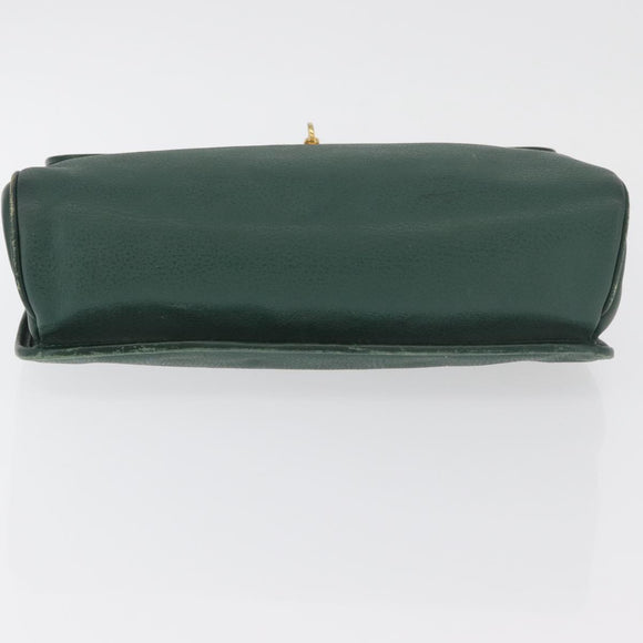 GUCCI Hand Bag Leather Gold Green 000 113 0274 Auth ka3909