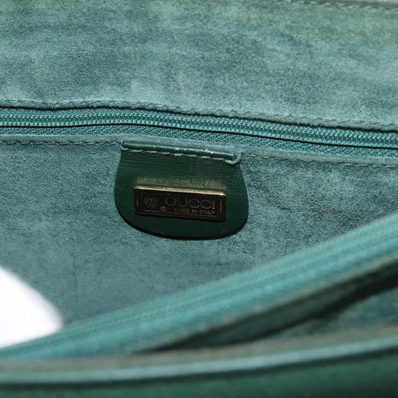 GUCCI Hand Bag Leather Gold Green 000 113 0274 Auth ka3909