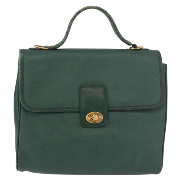 GUCCI Hand Bag Leather Gold Green 000 113 0274 Auth ka3909