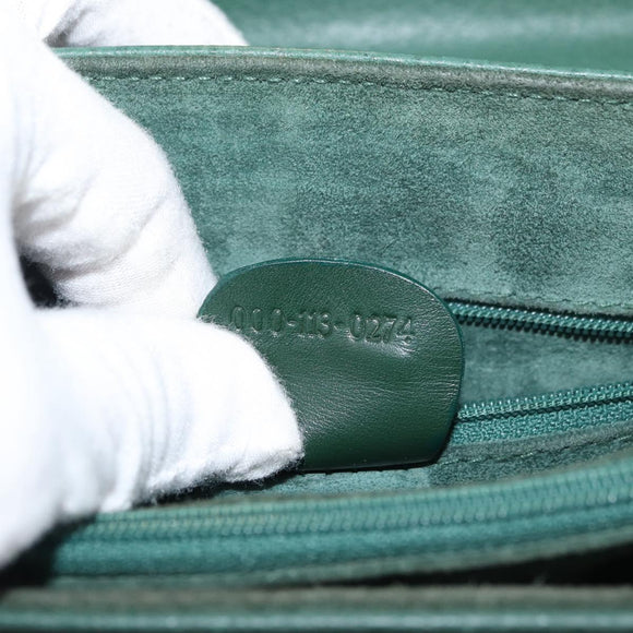 GUCCI Hand Bag Leather Gold Green 000 113 0274 Auth ka3909
