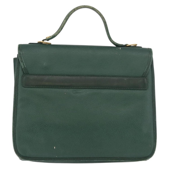 GUCCI Hand Bag Leather Gold Green 000 113 0274 Auth ka3909