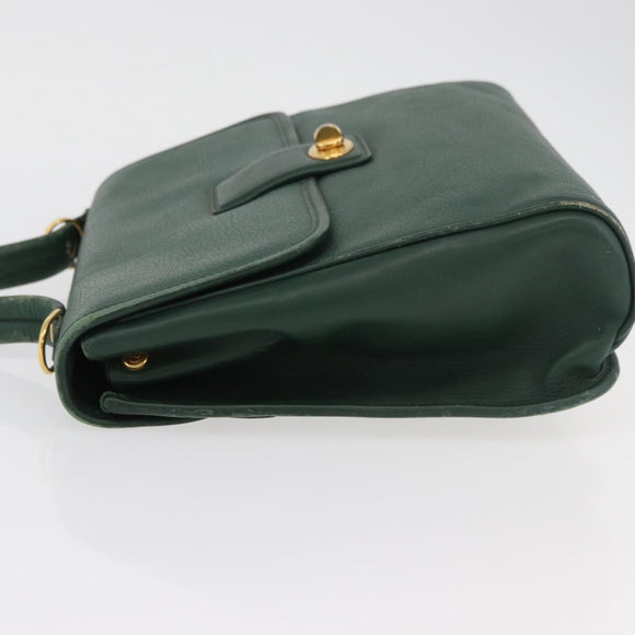 GUCCI Hand Bag Leather Gold Green 000 113 0274 Auth ka3909