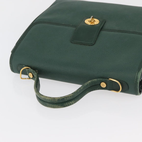 GUCCI Hand Bag Leather Gold Green 000 113 0274 Auth ka3909