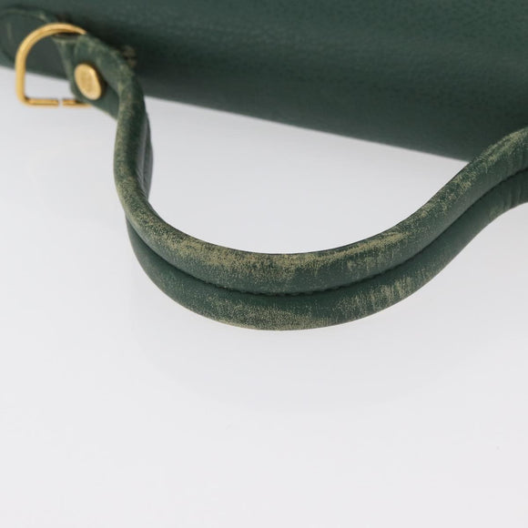 GUCCI Hand Bag Leather Gold Green 000 113 0274 Auth ka3909