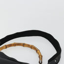 GUCCI Bamboo Shoulder Bag Leather 2way Black Silver Auth ka3910-14