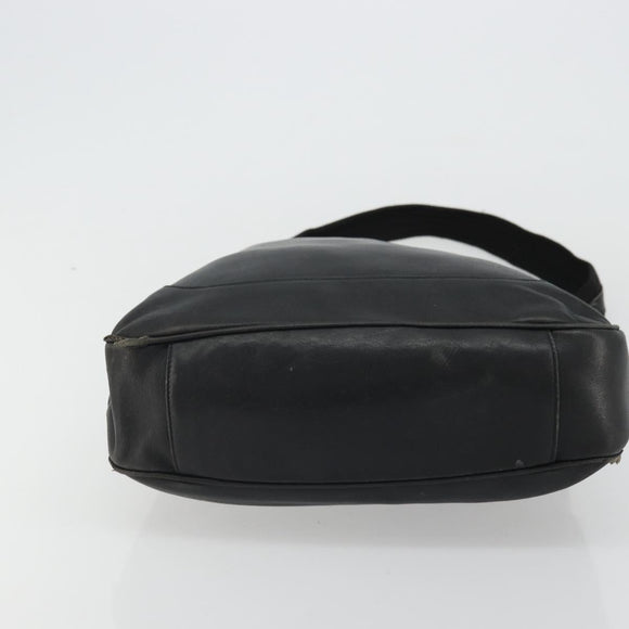 GUCCI Bamboo Shoulder Bag Leather 2way Black Silver Auth ka3910