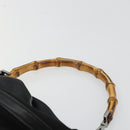 GUCCI Bamboo Shoulder Bag Leather 2way Black Silver Auth ka3910-8