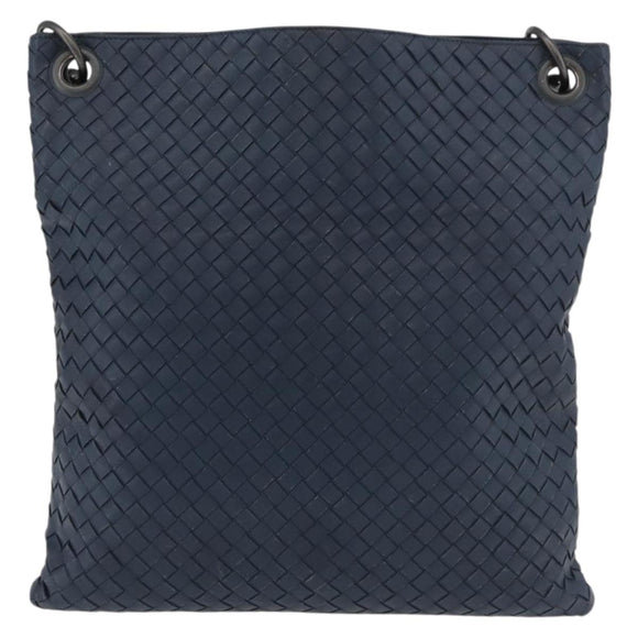 BOTTEGA VENETA INTRECCIATO Shoulder Bag Leather Navy 161623 Auth ka3911