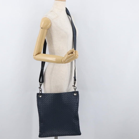 BOTTEGA VENETA INTRECCIATO Shoulder Bag Leather Navy 161623 Auth ka3911