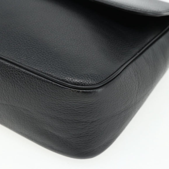 CELINE Shoulder Bag Leather Black Gold Auth ka3915A