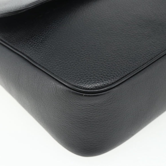 CELINE Shoulder Bag Leather Black Gold Auth ka3915A