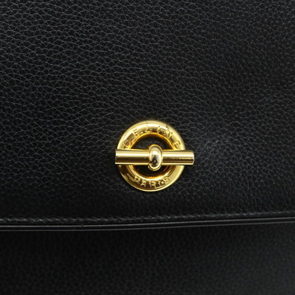 CELINE Shoulder Bag Leather Black Gold Auth ka3915A