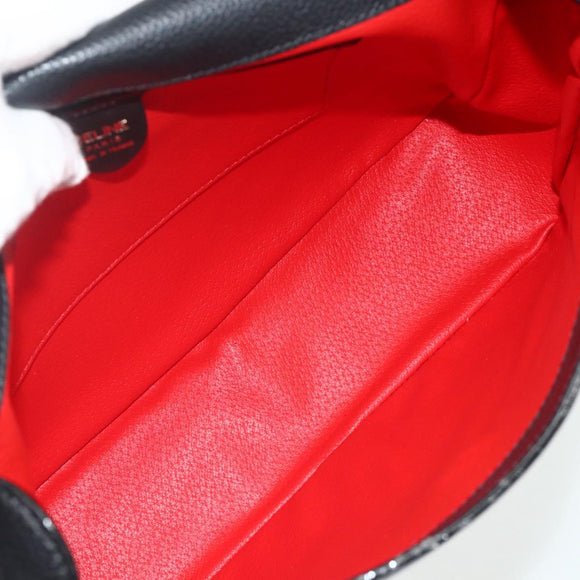 CELINE Shoulder Bag Leather Black Gold Auth ka3915A