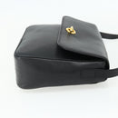 CELINE Shoulder Bag Leather Black Gold Auth ka3915A-4