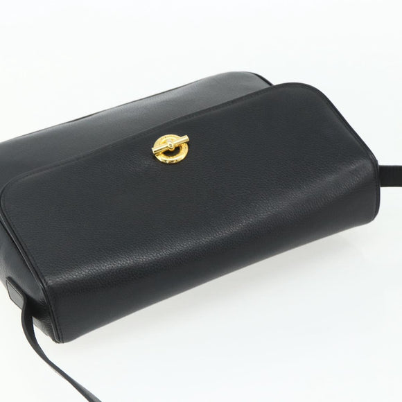 CELINE Shoulder Bag Leather Black Gold Auth ka3915A