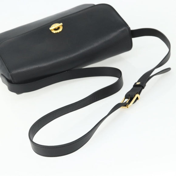 CELINE Shoulder Bag Leather Black Gold Auth ka3915A