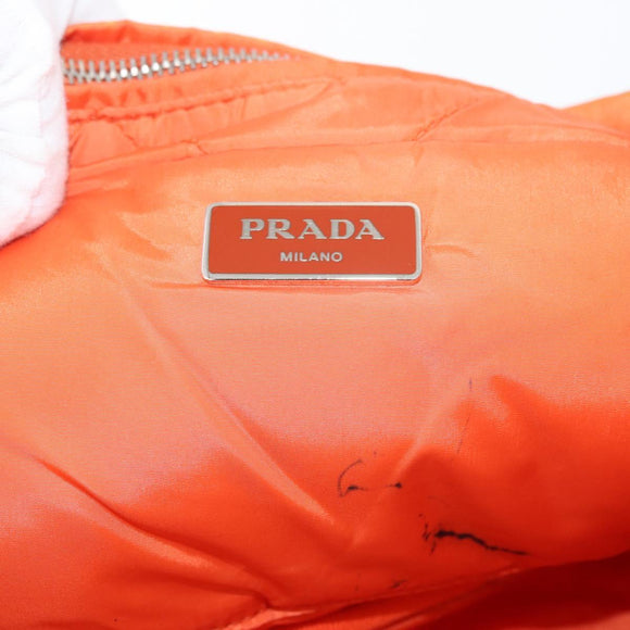 PRADA Hand Bag Nylon 2way Orange Silver Auth ka3919