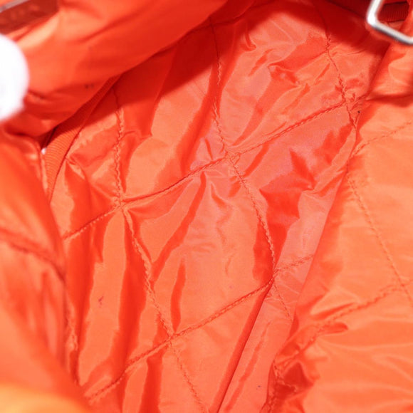 PRADA Hand Bag Nylon 2way Orange Silver Auth ka3919