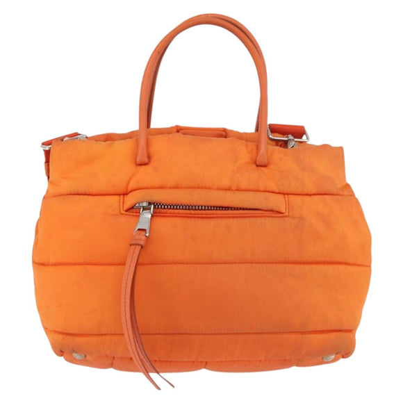 PRADA Hand Bag Nylon 2way Orange Silver Auth ka3919