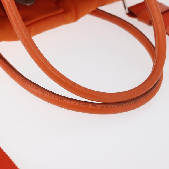 PRADA Hand Bag Nylon 2way Orange Silver Auth ka3919
