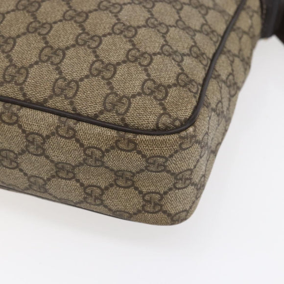 GUCCI GG Supreme Shoulder Bag PVC Brown Gold 201448 Auth ka392