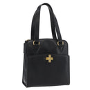 CELINE Hand Bag Leather Black Gold Auth ka3921-1