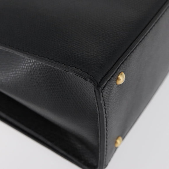 CELINE Hand Bag Leather Black Gold Auth ka3921