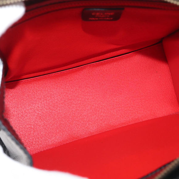 CELINE Hand Bag Leather Black Gold Auth ka3921