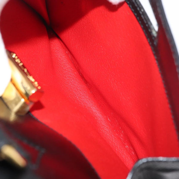 CELINE Hand Bag Leather Black Gold Auth ka3921