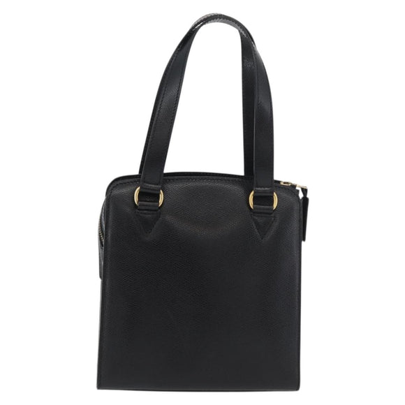 CELINE Hand Bag Leather Black Gold Auth ka3921